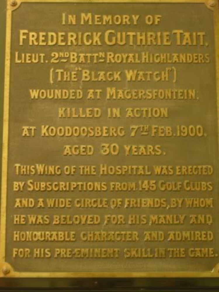 Freddie Tait Hospital Plaque